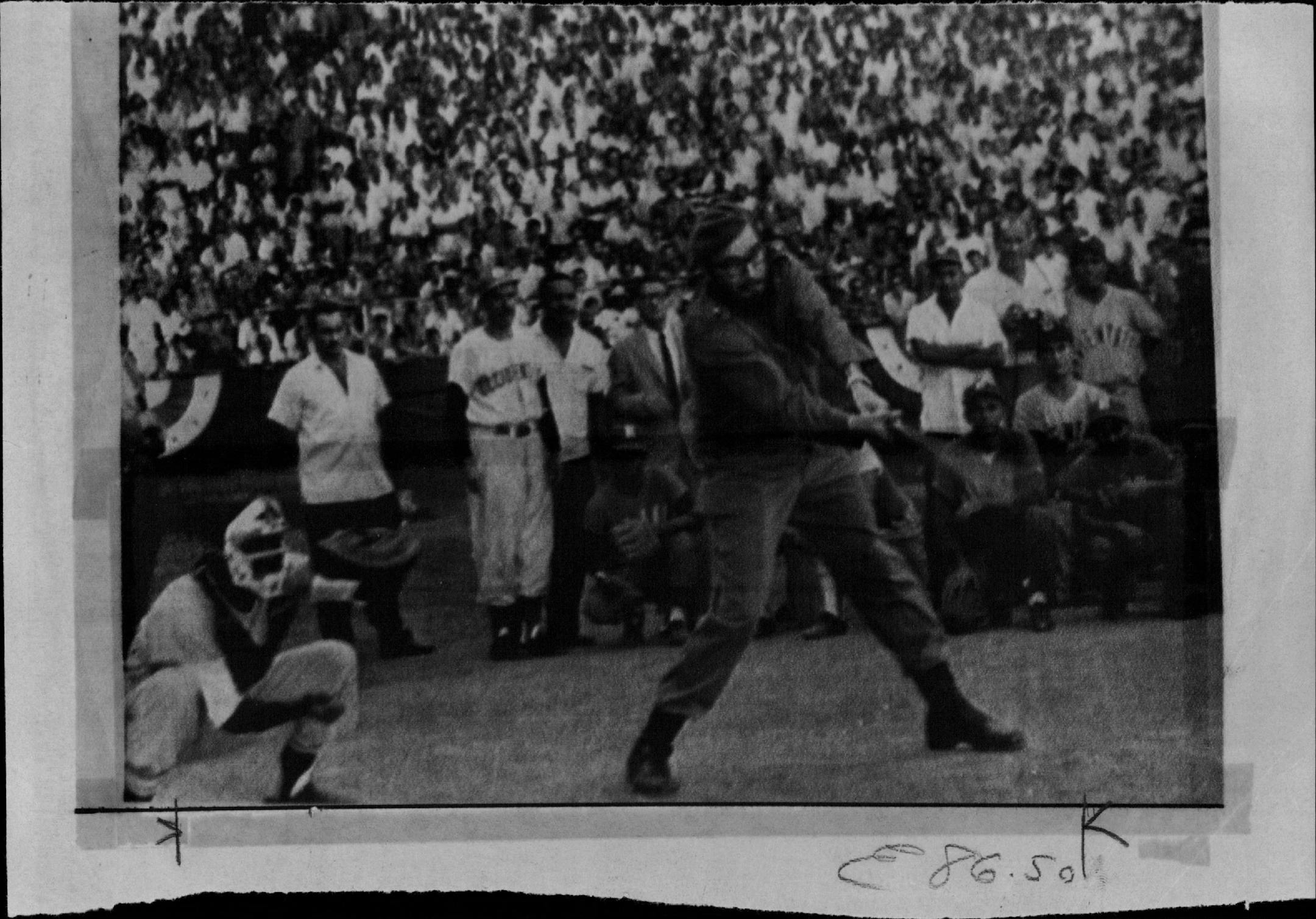 February 26, 1962: Fidel Makes a Hit -- After 12 days out of the public eye, Cuban Prime Minister Fidel Castro appeared Sunday between games of a doubleheader baseball game at Havana, Cuba. Castro, in his familiar Khaki uniform and black beret, challenged two pitchers to strike him out. The Communist-controlled dictator whacked two hits one off each pitcher before a roaring crowd of 32,000.