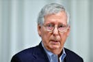 Senate Minority Leader Mitch McConnell of Ky., spoke to reporters about the situation in Afghanistan during a news conference in Louisville, Ky., Mond