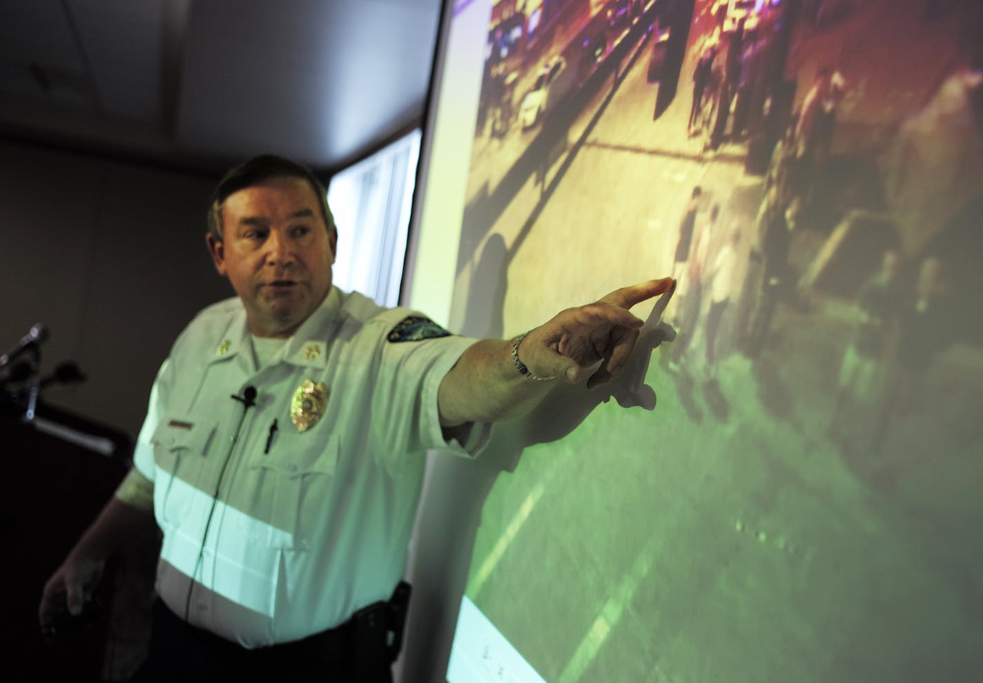 At the Mankato Public Safety Center on May 12, 2014, Todd Miller, Director of Public Safety, using city surveillance cameras, pointed out the suspects including former Gopher Philip Nelson in the assault on Isaac Dallas Kolstad,24, who remains in critical condition .]richard.tsong-taatarii/rtsong-taatarii@startribune.com