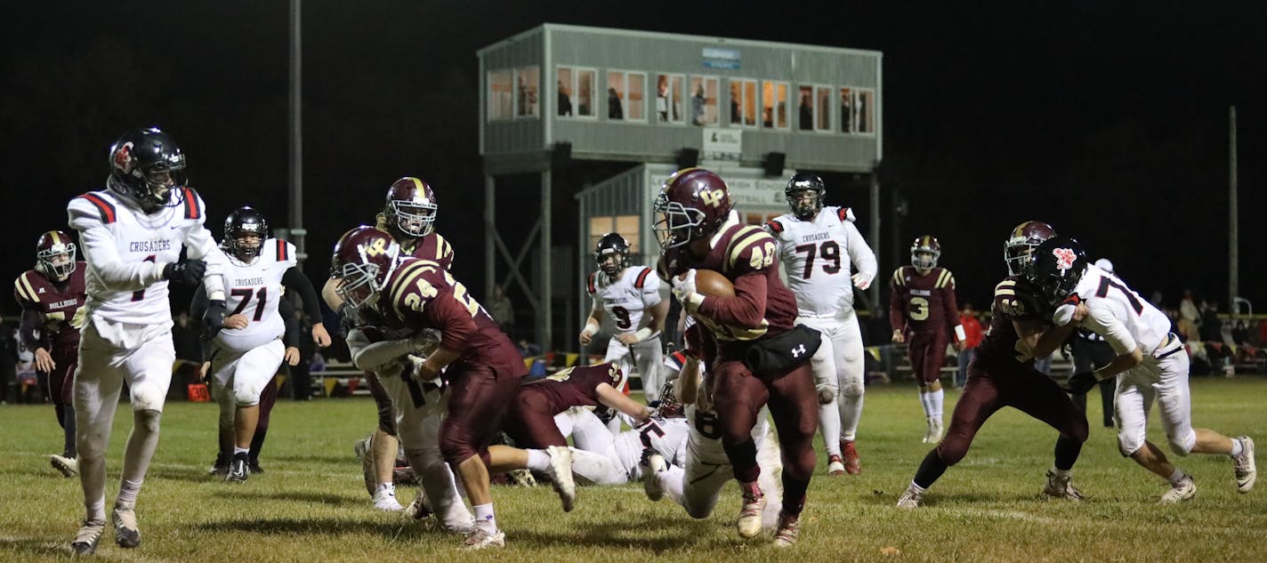 Lester Prairie's Tanner Scheevel found running room against Mayer Lutheran.&nbsp;&nbsp;