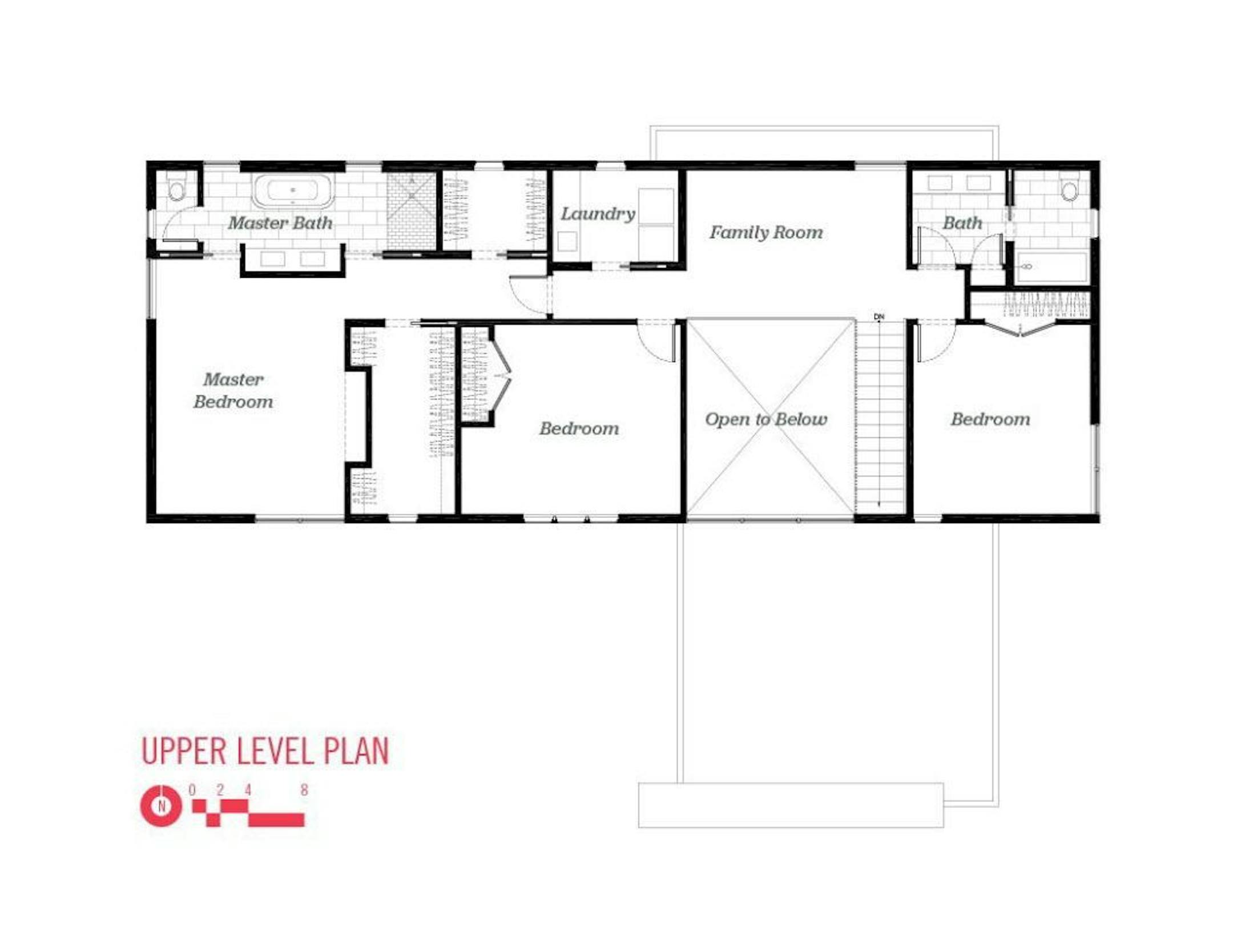 Upper level floor plan by Peterssen/Keller Architecture