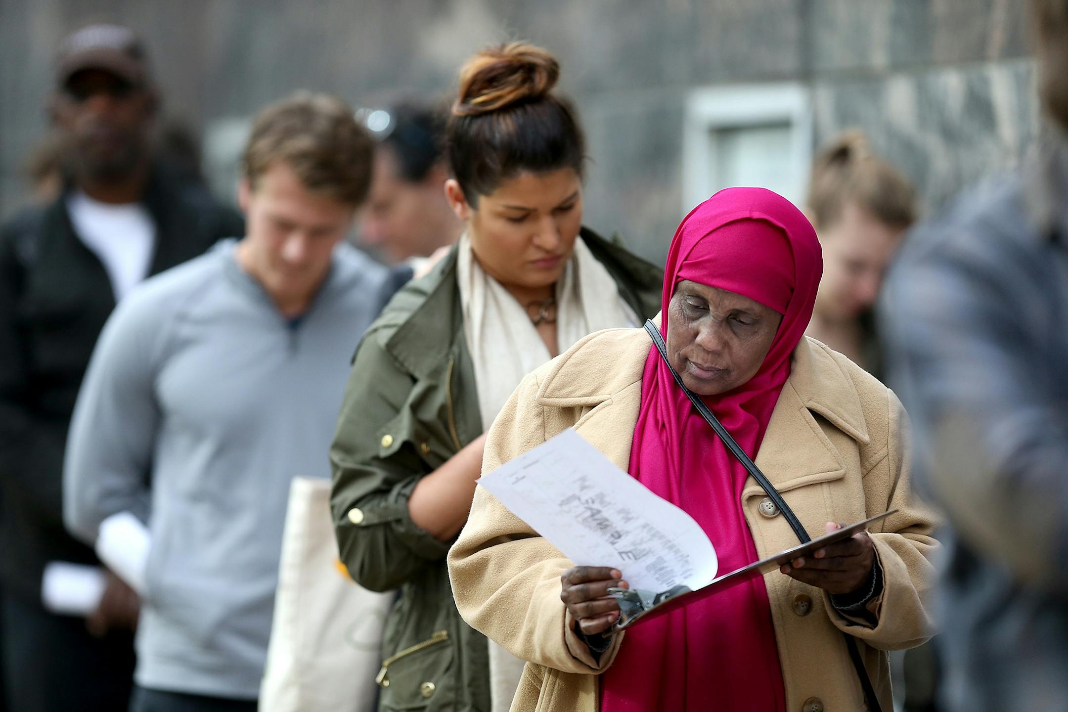Voters lined up outside the Community Services Building at 217 South Third Street during the last day to vote early, Monday, November 7, 2016 in Minneapolis, MN. Wait times were expected at 45 minutes.
