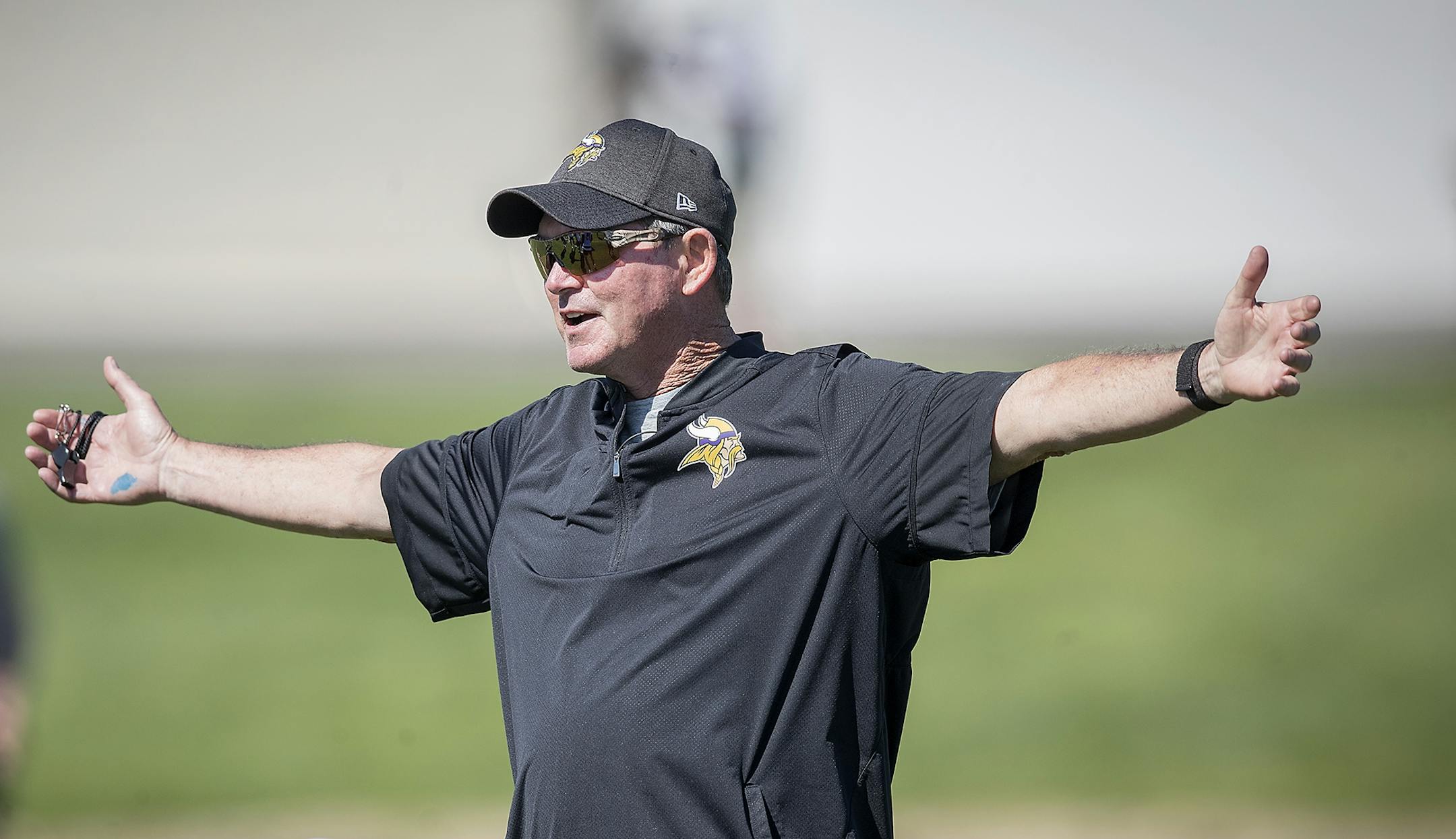 Vikings Head Coach Mike Zimmer took to the field during a mandatory Vikings three-day minicamp at the TCO Performance Center, June 13, 2018 in Eagan, MN.