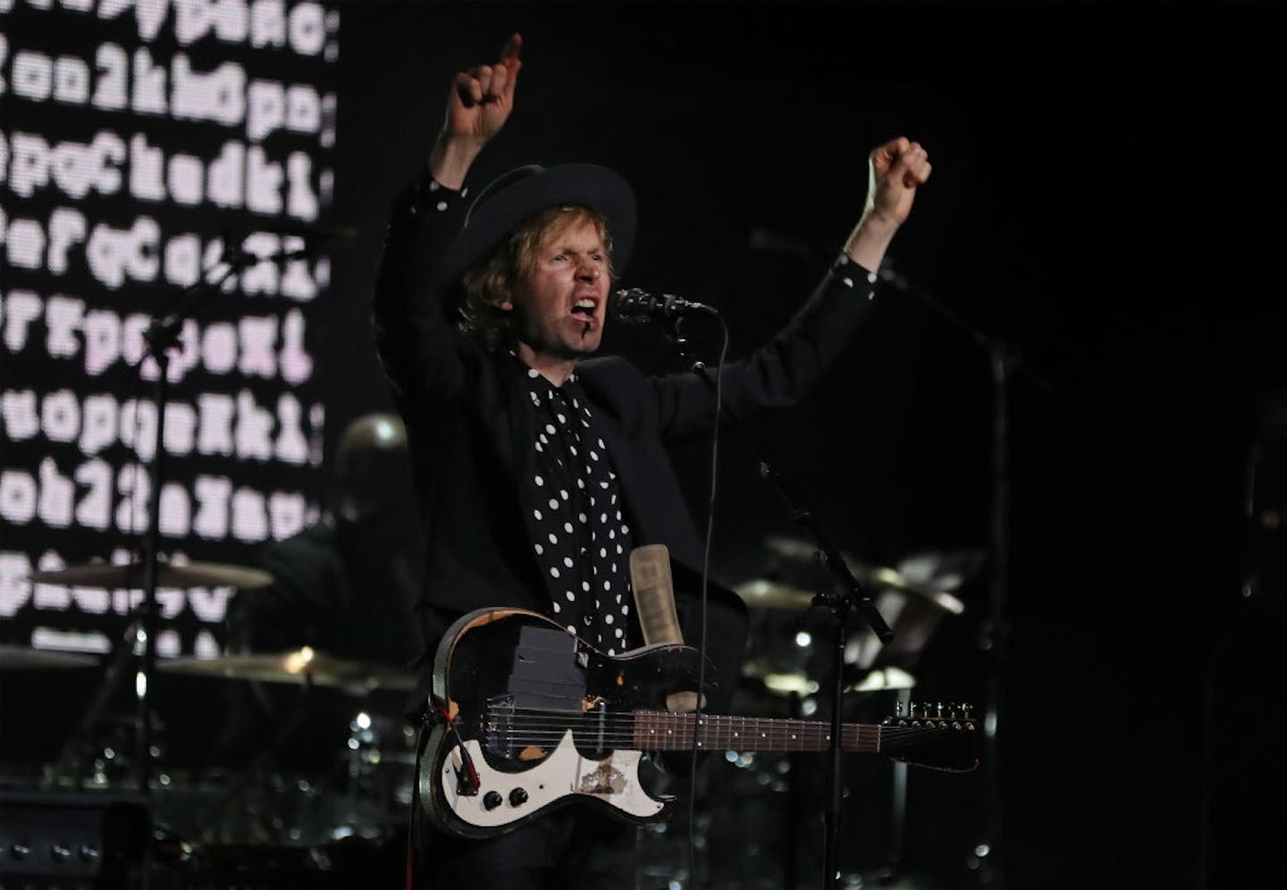 Beck had to encourage fans in the balcony to get on their feet when he performed at the Palace Theatre.