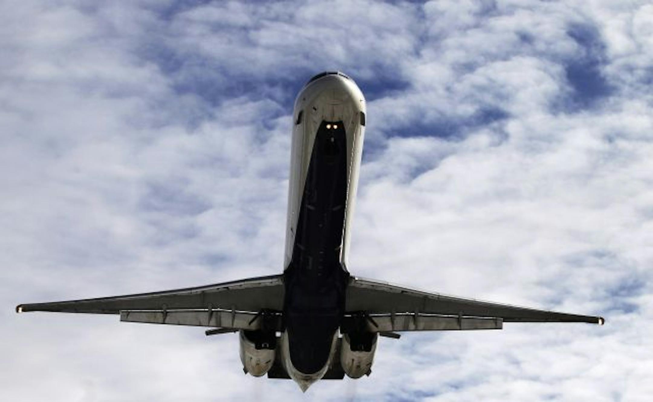 An airplane lands at MSP International.