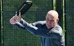 In this photo provided by Horizon Sports & Experiences, Andre Agassi plays pickleball during a training session in Las Vegas, Sept. 28, 2023. At first