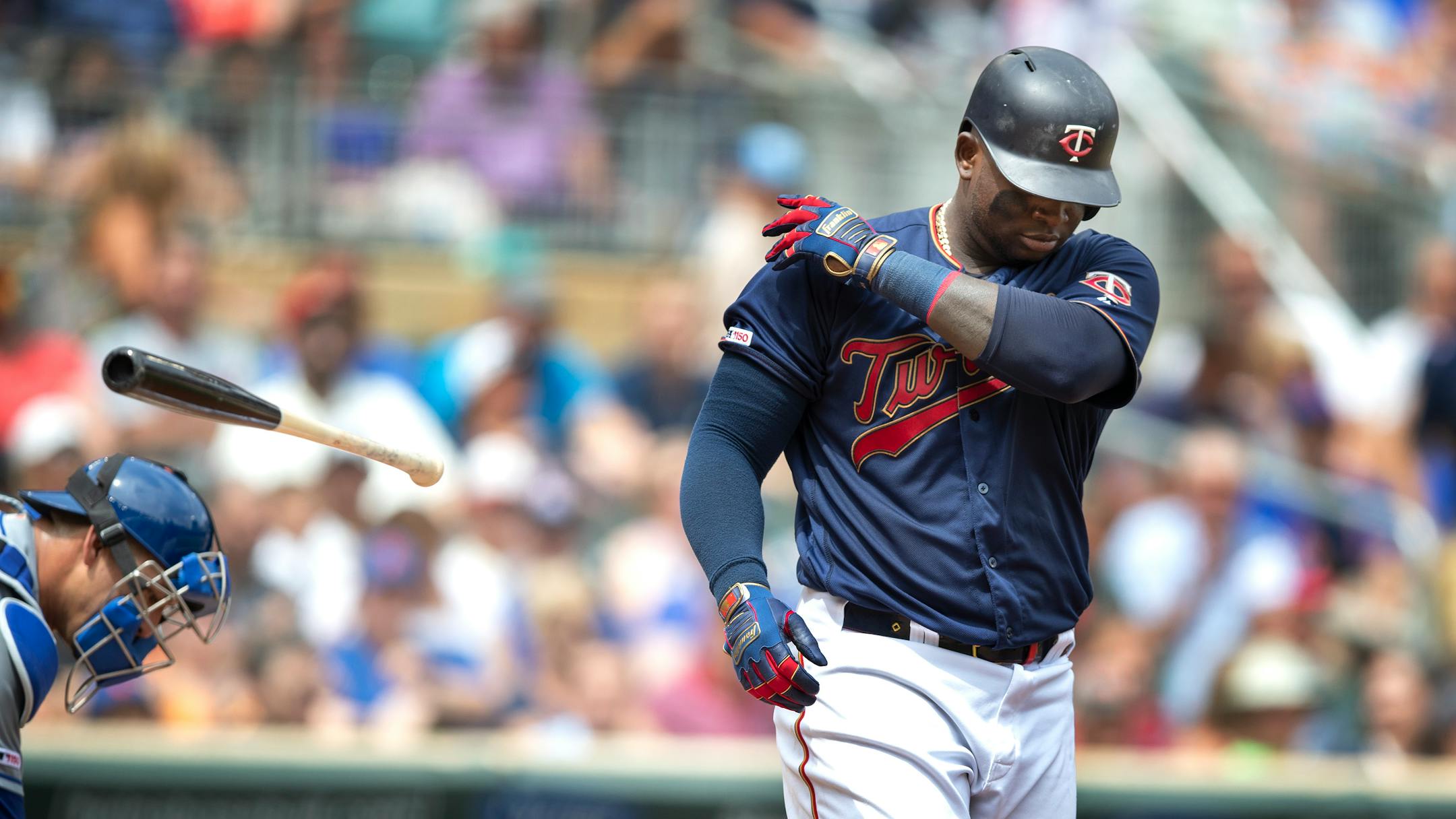 Twins third baseman Miguel Sano tossed his bat after striking out in the fourth inning
