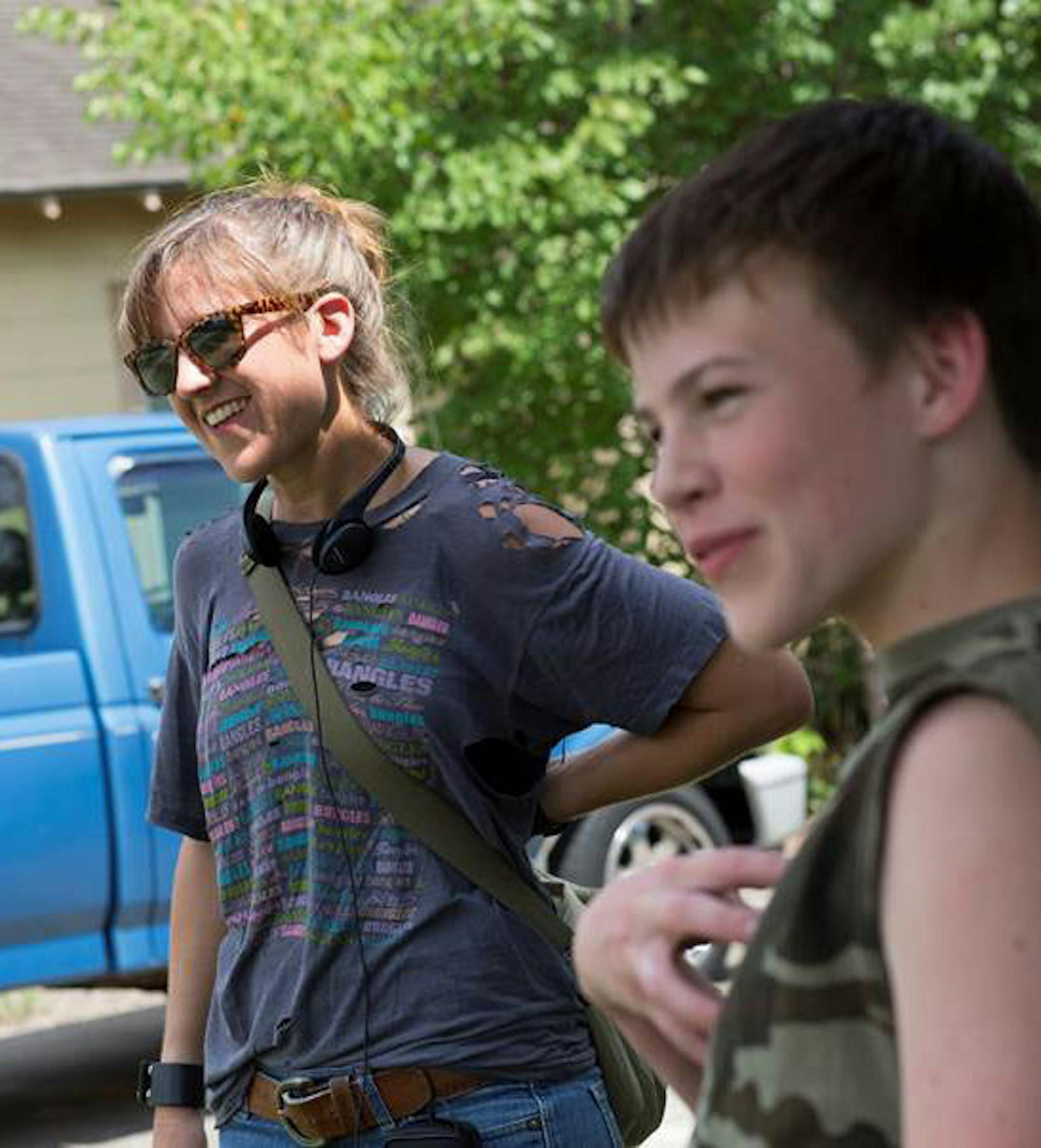 Writer-director Kat Candler with Josh Wiggins on the set of "Hellion"