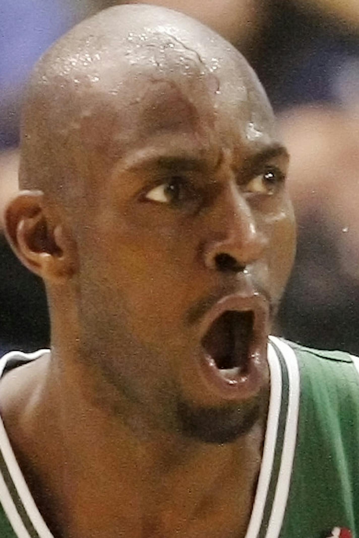 Boston Celtics center Kevin Garnett (5) during the second half of an NBA basketball game on Friday, March 22, 2013, in Dallas. Dallas won 104-94. (AP Photo/Brandon Wade)
