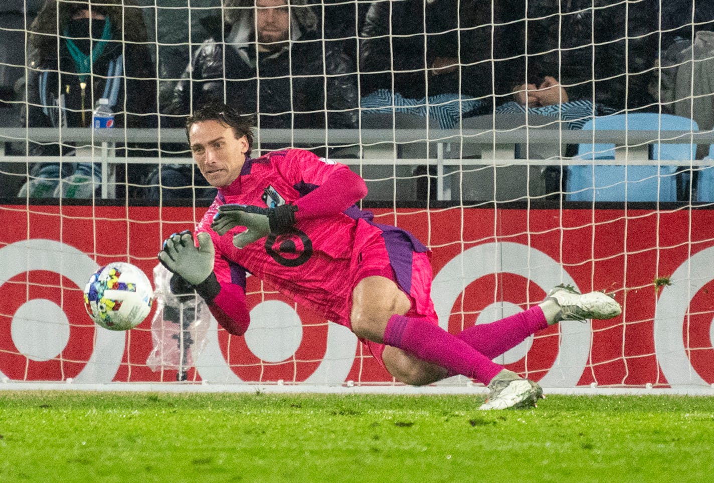 Goalkeeper Tyler Miller stopped a shot for Minnesota United on March 5 against Nashville SC.