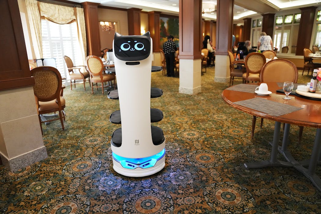 Bellabot the robot is an example of how automation is being used to help with workforce shortage Thursday, April 13, 2023 at The Commons on Marice Senior Living Community in Eagan, Minn.