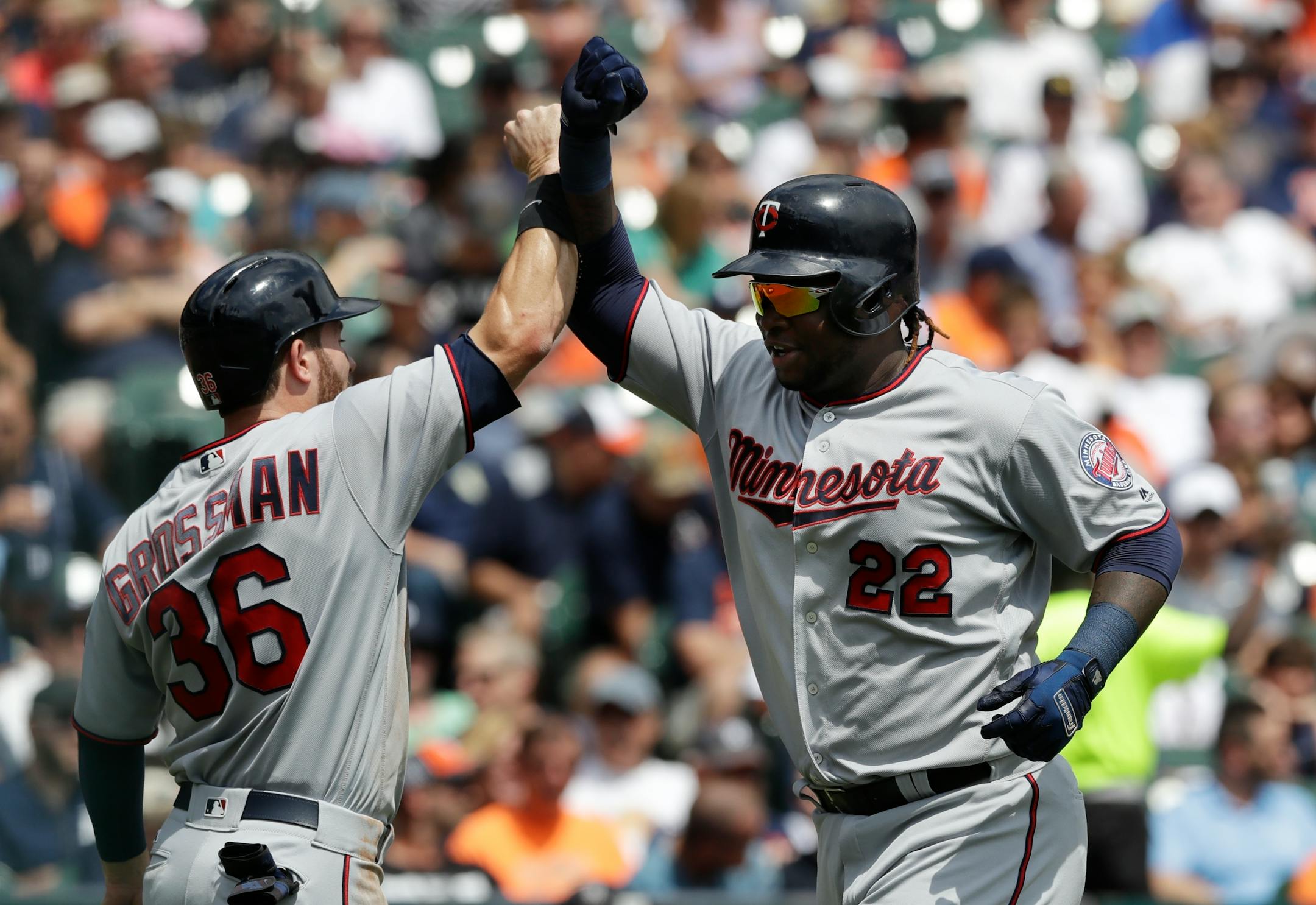 Left for dead after a miserable West Coast trip, Miguel Sano (22) and the Twins have bounce in their step again. A 7-1 hot streak has them a half-game out in the wild-card race, setting up a significant three-game series against first-place Cleveland, which begins Tuesday night at Target Field.