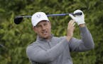Europe&#x2019;s Henrik Stenson watches a shot on the 10th hole during a practice round for the Ryder Cup golf tournament Wednesday, Sept. 28, 2016, at