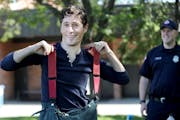 Jacob Frey, current Minneapolis City council member and mayoral candidate, worked the crowd at Open Streets Minneapolis on West Broadway. Here, Frey t