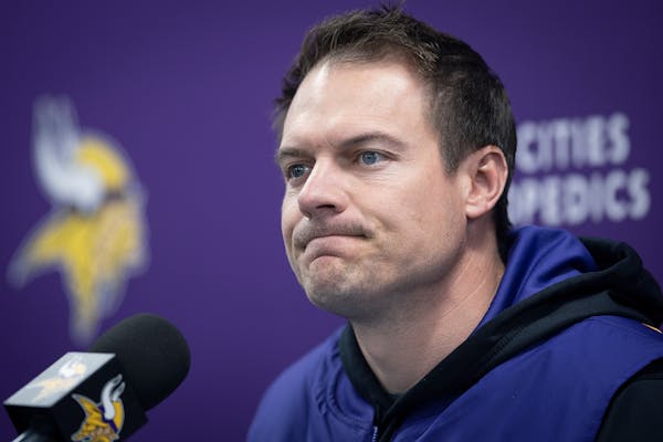 Vikings Head Coach Kevin O'Connell addresses the media at the TCO Performance Center in Eagan.