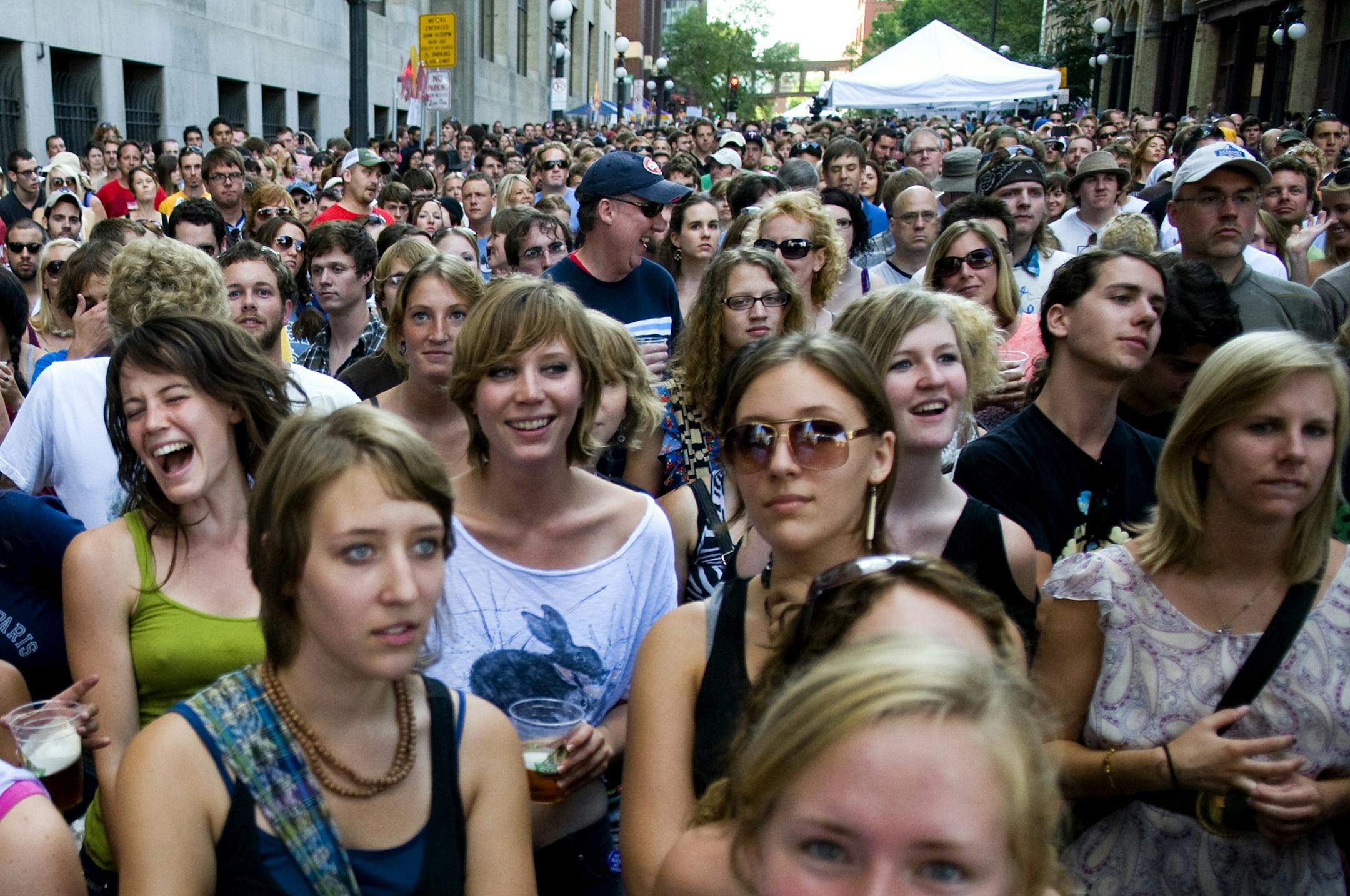 Hundreds of fans rocked out with Tapes 'n Tapes at the the Lowertown Music Fest on Saturday in downtown St. Paul.
