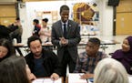 St. Paul Mayor Melvin Carter chatted with community members in "Summit workshops" after he gave the State of the City address at Harding High School i