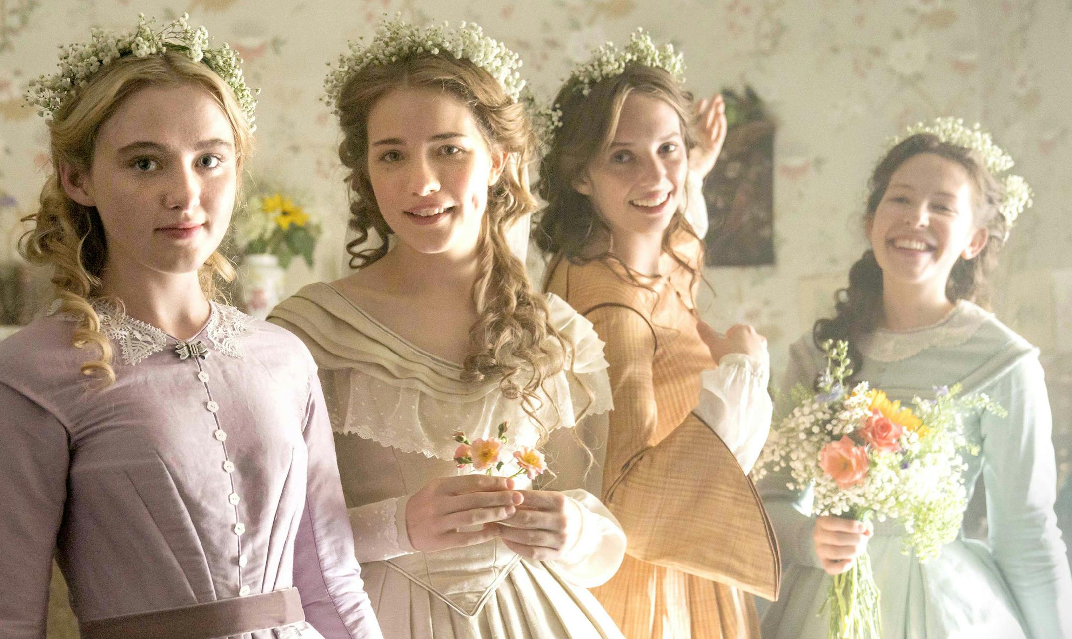 Maya Hawke (third from the left) stars as Jo March in the PBS adaptation of Louisa May Alcott's classic, "Little Women," premiering Sunday on "Masterpiece."Kathryn Newton (left) plays Amy, Willa Fitzgerald is Meg, and (far right) is Annes Elwy as Beth. (Patrick Redmond/TNS) ORG XMIT: 1230435