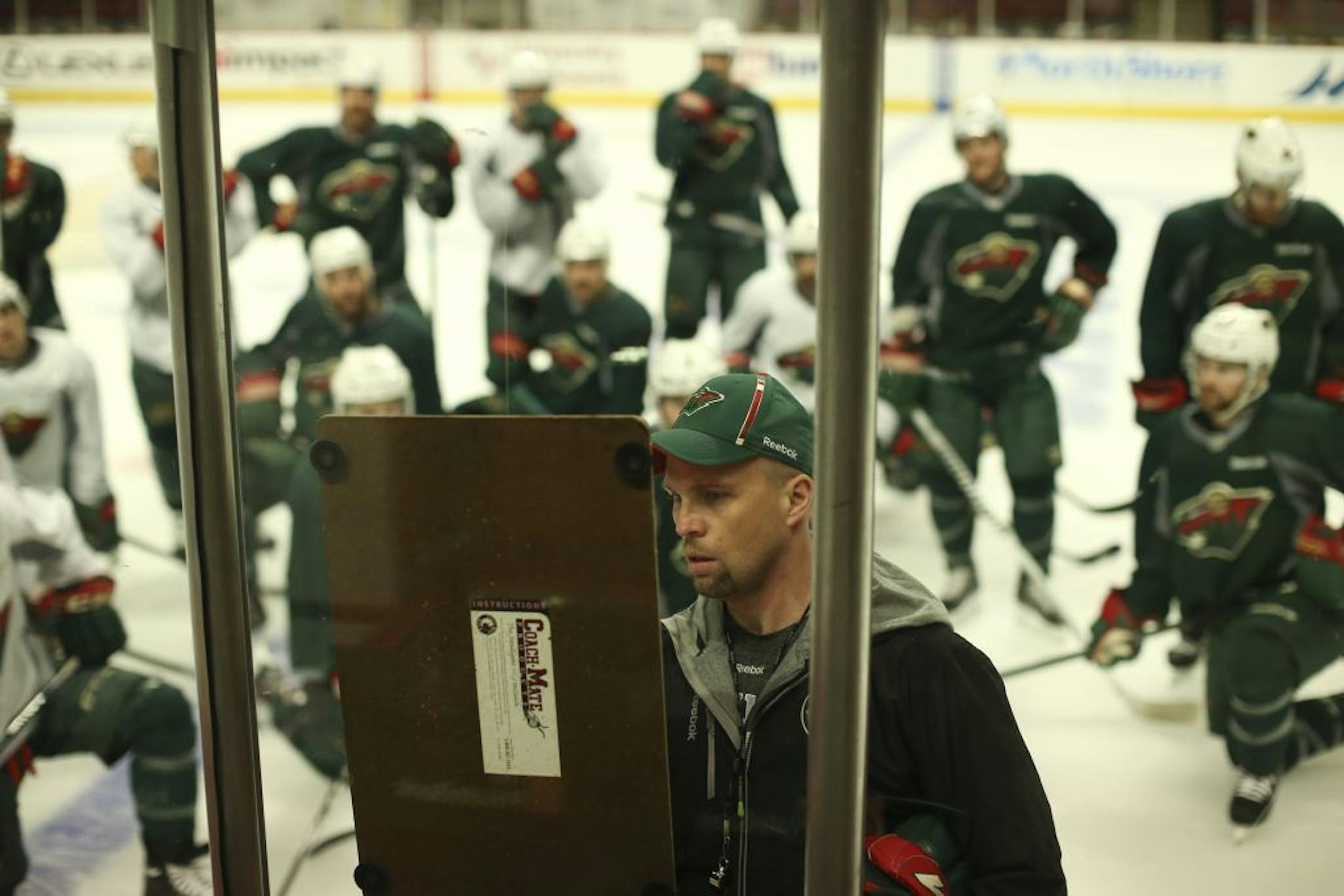 Minnesota Wild head coach Mike Yeo, during a practice last season.