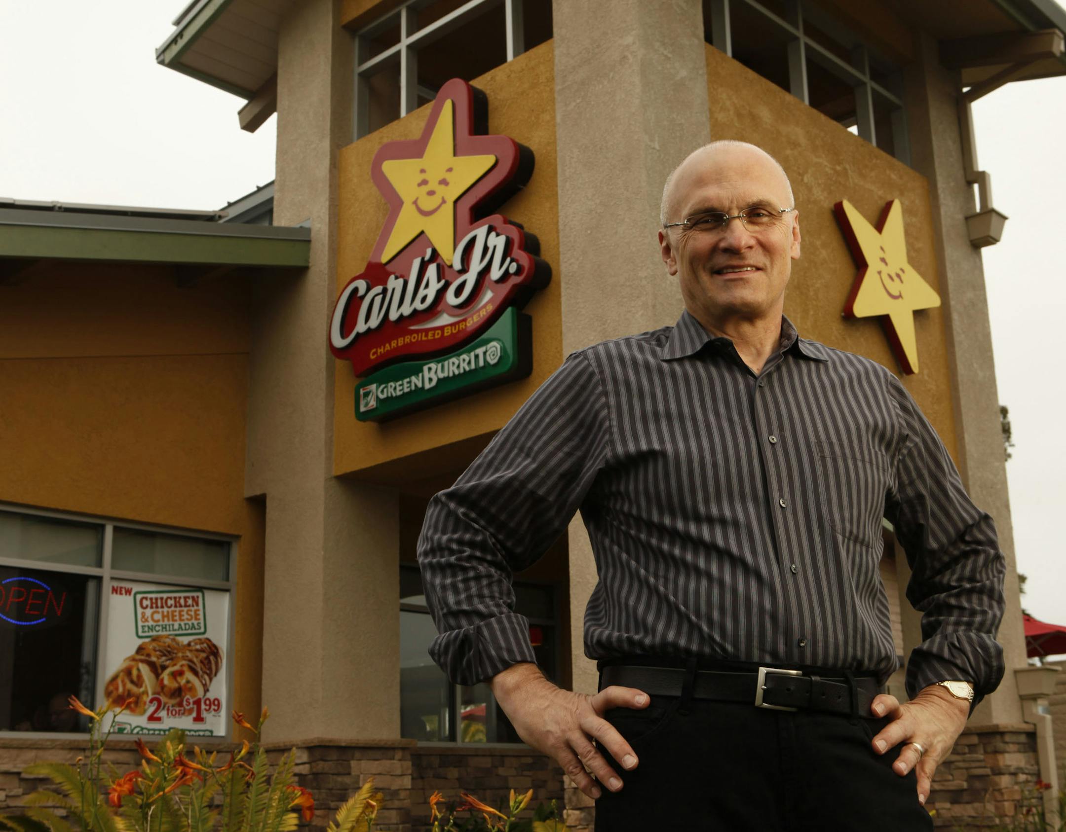 Andy Puzder has been chief executive of CKE Inc., which owns the Carl's Jr. and Hardee's chains, since 2000. Above, Puzder at a restaurant in Carpinteria, California. (Al Seib/Los Angeles Times/MCT)