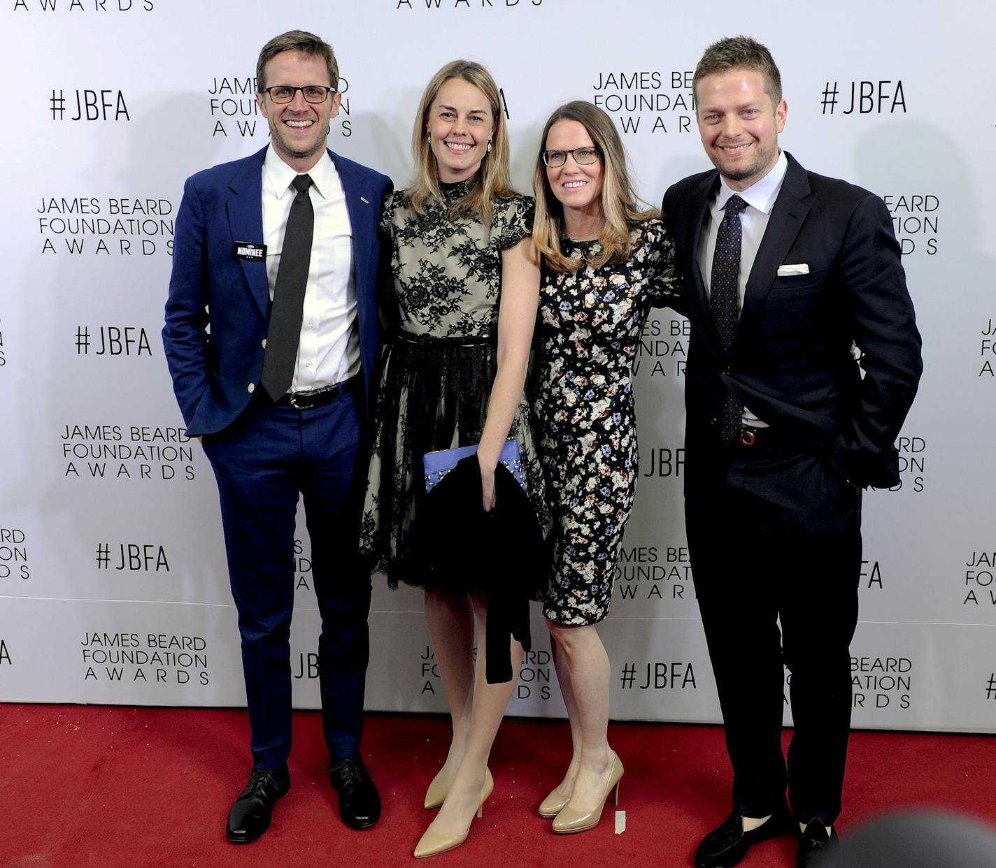 Paul Berglund, left, from the Bachelor Farmer in Minneapolis, poses on the red carpet before the 2016 James Beard Awards on Monday, May 2, 2016, in Chicago, Ill. (AP Photo/Matt Marton)