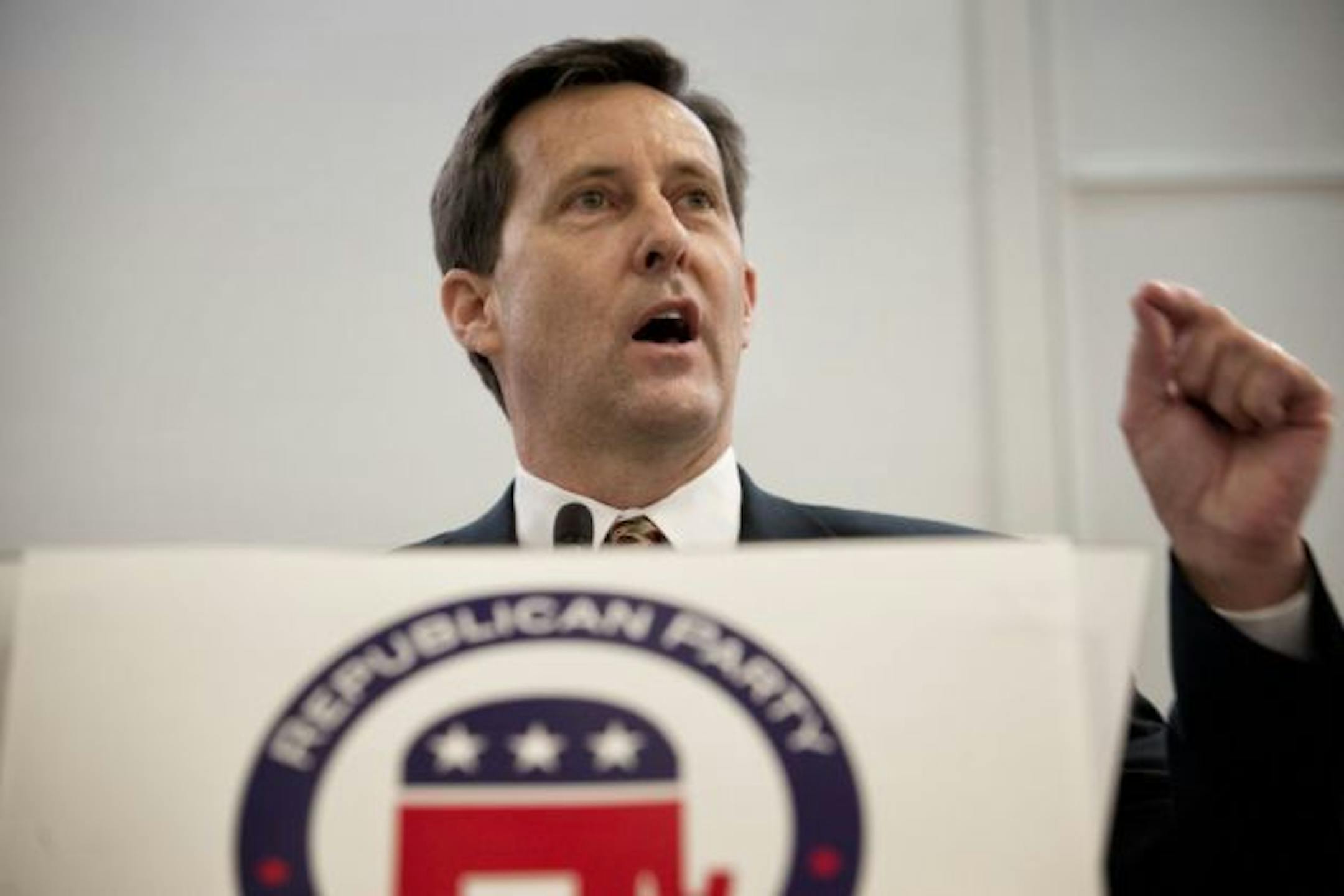 Newly elected chair of the Republican Party of Minnesota Keith Downey addresses the crowd in Bloomington.    Saturday, April 6, 2013  ]   GLEN STUBBE * gstubbe@startribune.com