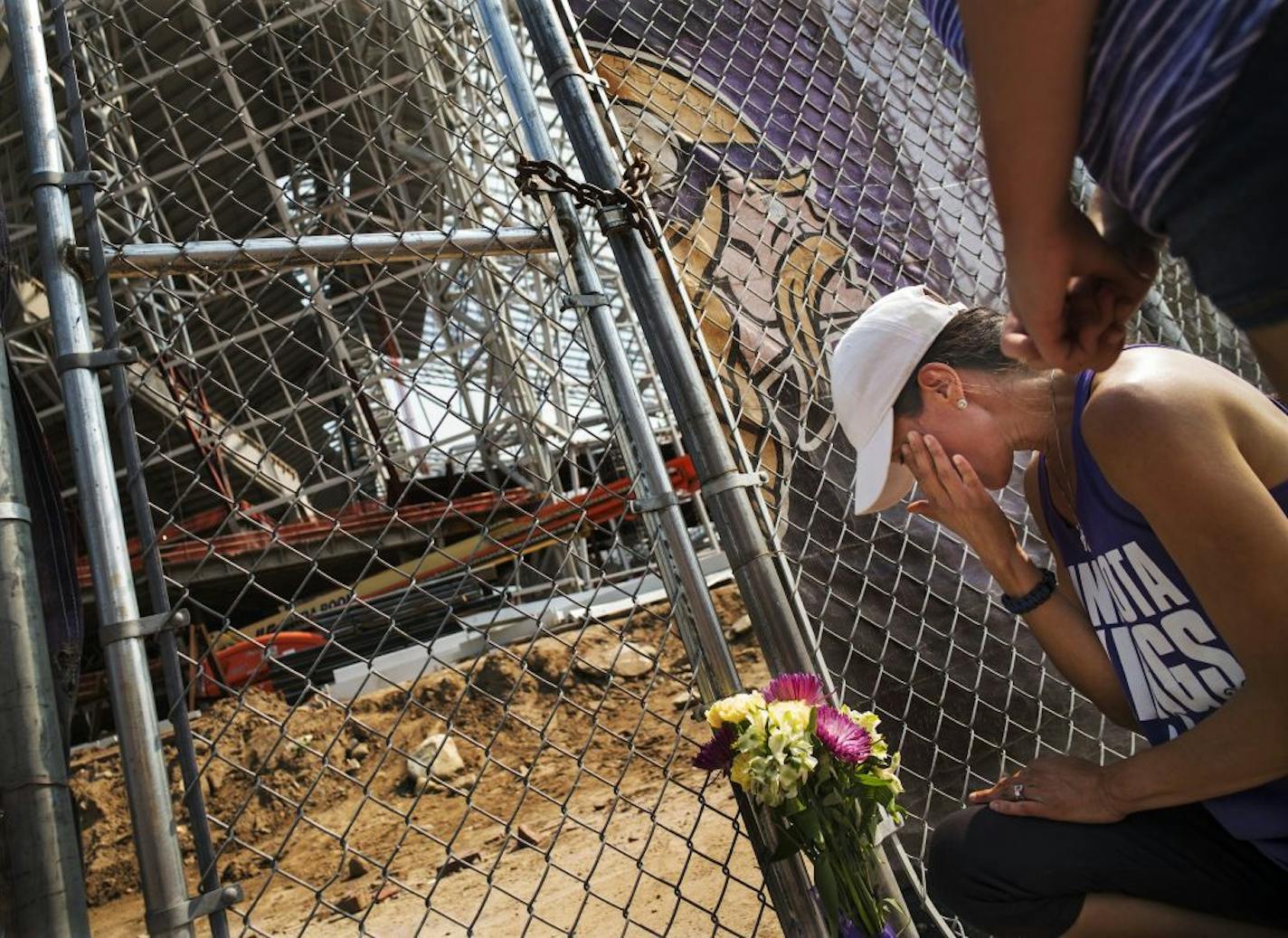 The scene outside U.S. Bank Stadium in August 2015 the morning when one worker was killed and another injured in a construction site accident.