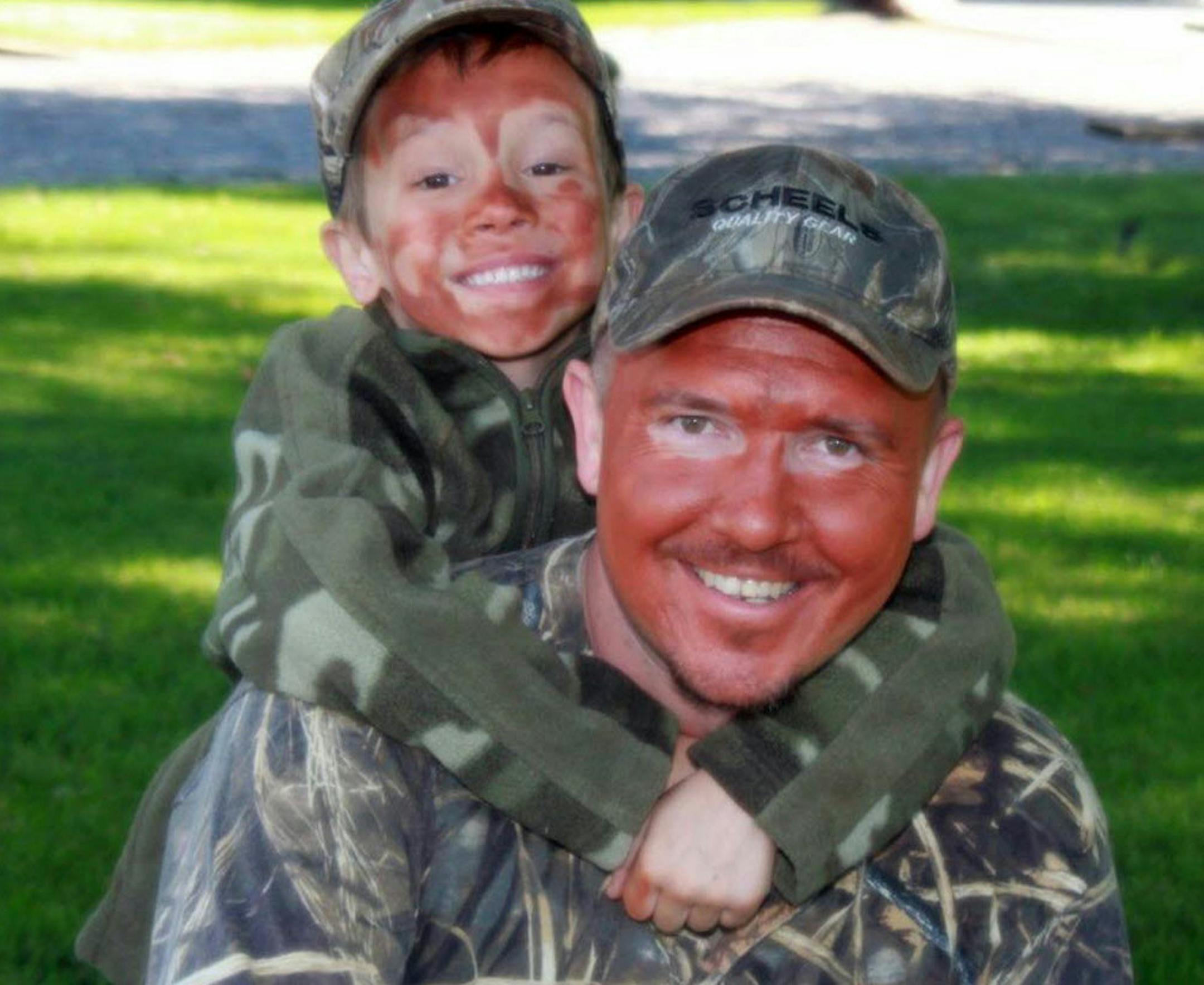 Chad Heyrman and his son, Hunter, wore the joy of the hunt on their faces while pursuing geese early this season.