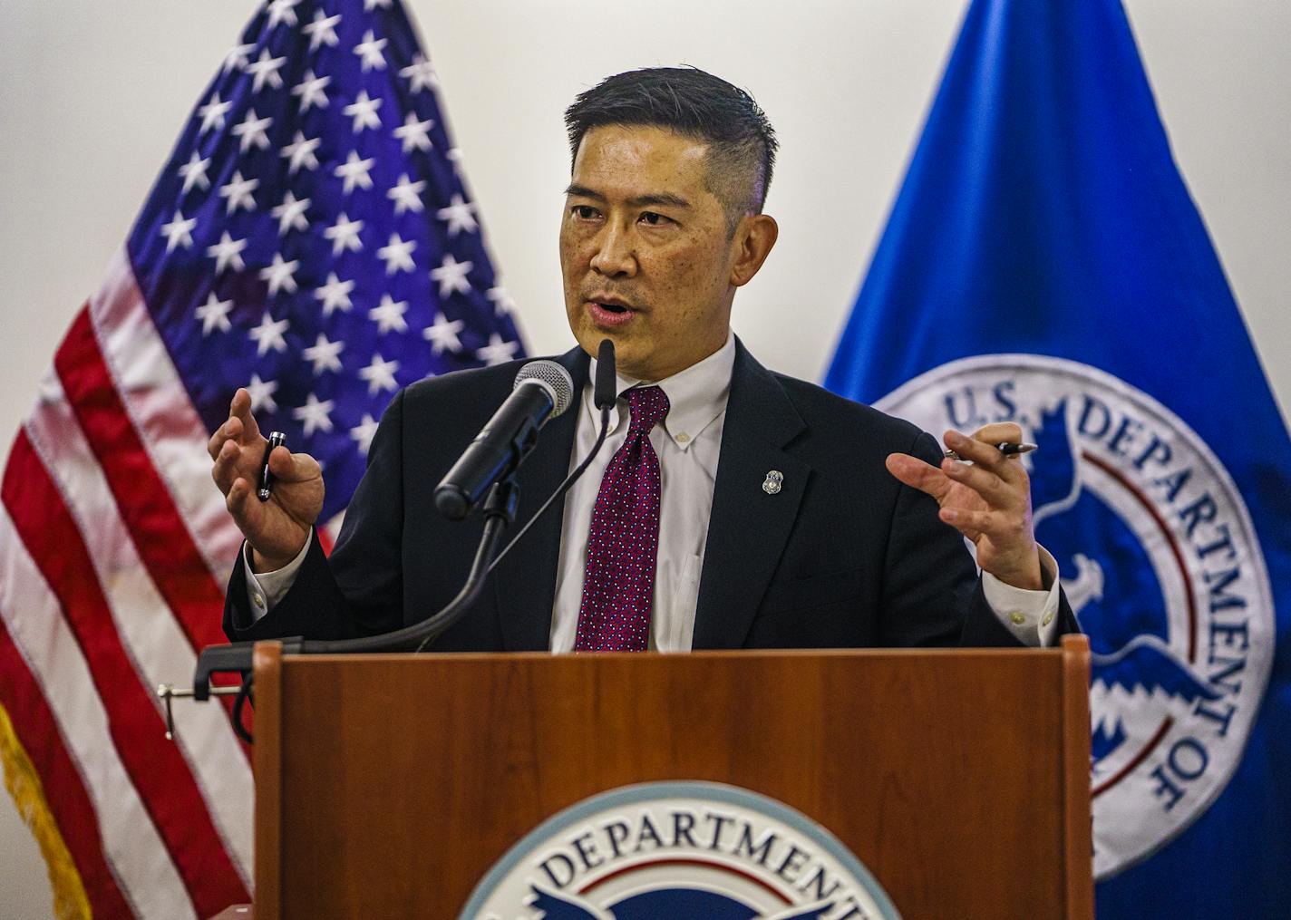 Acting ICE Director Tony Pham will held a news briefing Wednesday morning at Fort Snelling to announce results of a recent immigration enforcement operation in Minnesota and several other states. ] RICHARD TSONG-TAATARII ¥ richard.tsong-taatarii@startribune.com