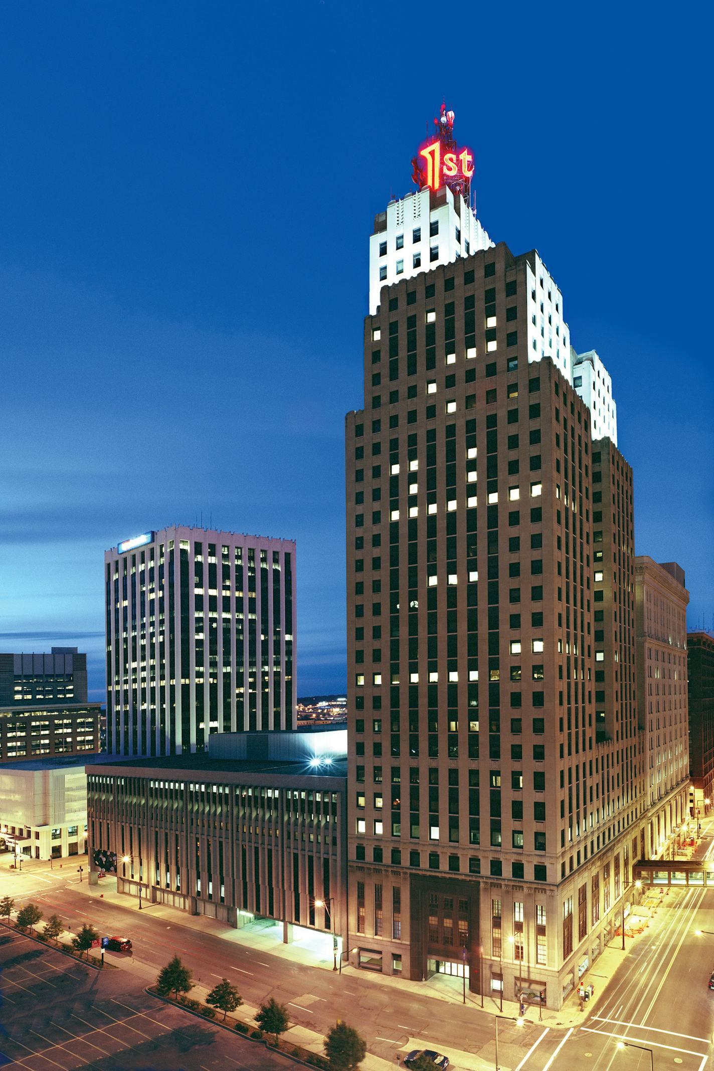 First National Bank Building of St. Paul, which has been sold to a New York investment partnership for less than it sold at the top in 2007, but which is going to get several million dollars worth of improvements. It�s kind of the Grand Dame� building downtown. It was built in three stages, 1915, 1931 and 1970. Photo credit: Marquette Real Estate Group