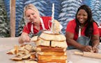 Maddie Carlos, left, with Blizzardly Bakers teammate Rodericka Gipson on "Holiday Wars."