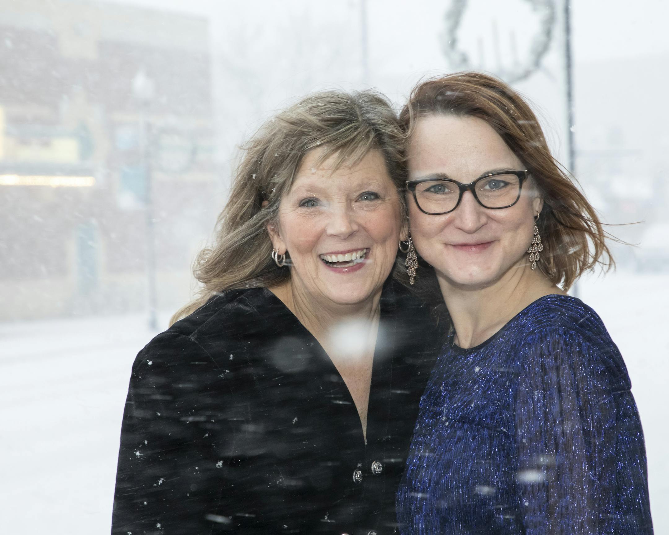 Stages Theatre Company artistic director Sandy Boren-Barrett and Snowball director Elizabeth Lori.