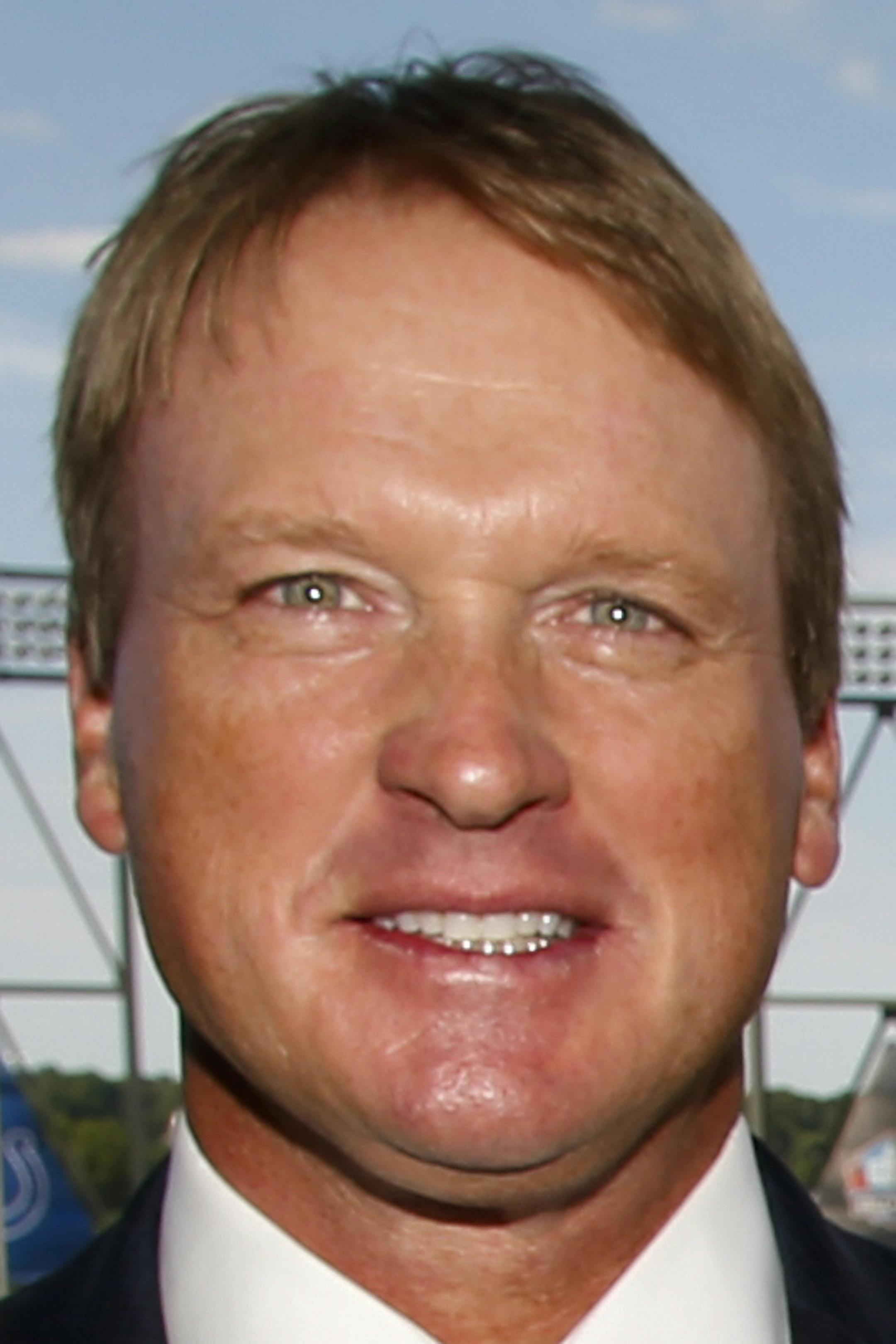 ESPN Monday Night Football announcers Jon Gruden, left, and Sean McDonough stand in the press box of Tom Benson Hall of Fame Stadium before a preseason NFL football game between the Green Bay Packers and the Indianapolis Colts,Sunday, Aug. 7, 2016, in Canton, Ohio. (AP Photo/Gene Puskar) ORG XMIT: OHGP