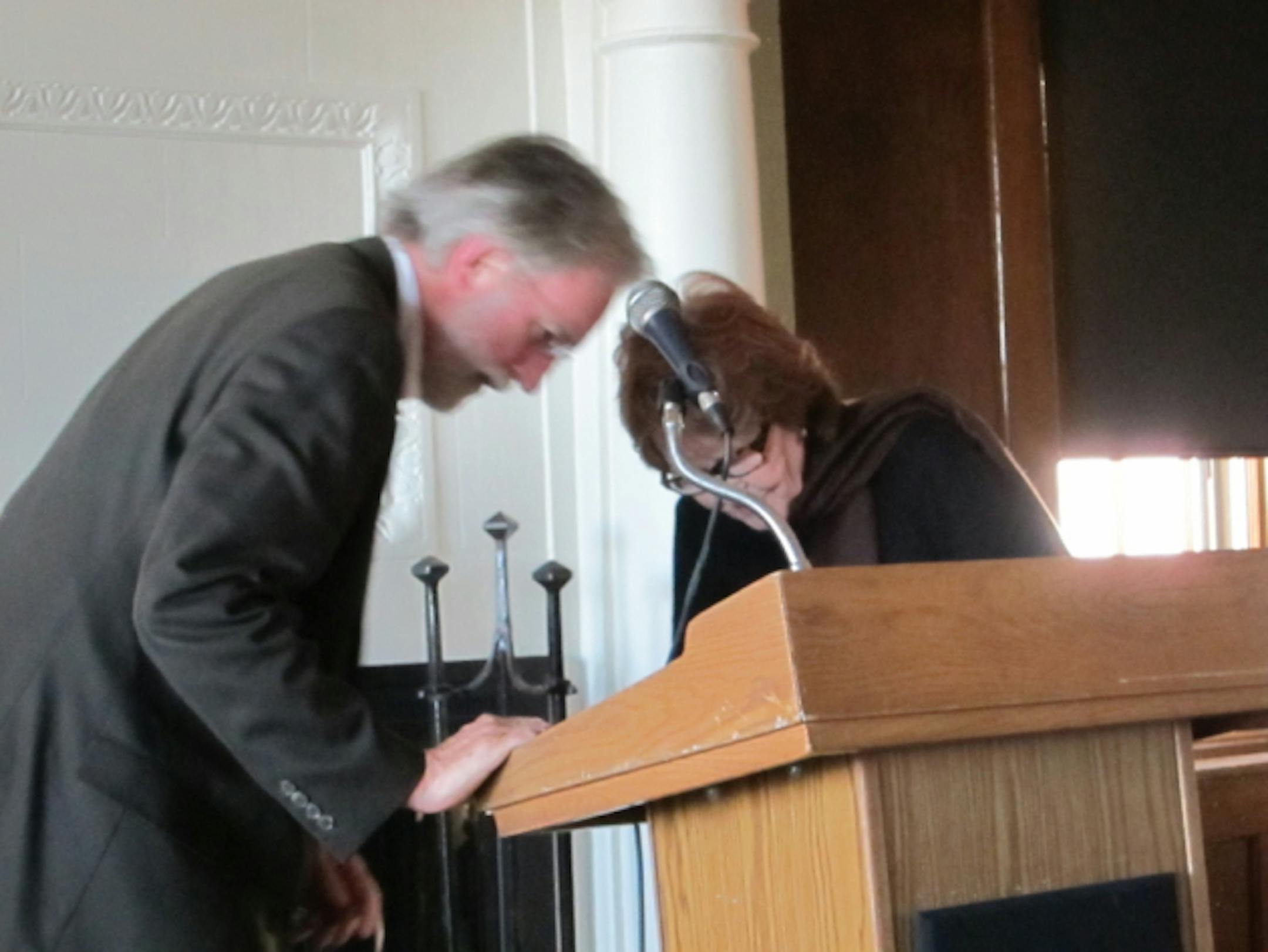 There was a brief delay while Jim Lenfestey and Carol Connolly tried to get the microphone to work.