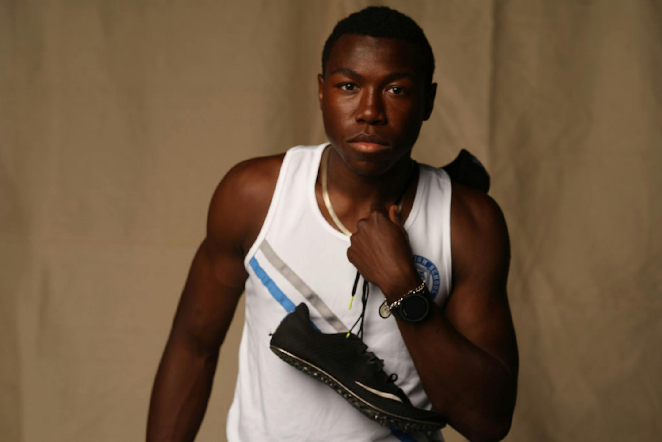 Hopkins senior Joe Fahnbulleh is the Star Tribune Metro Boys' Track and Field Athlete of the Year. Photo: RICHARD TSONG-TAATARII ¥ richard.tsong-taatarii@startribune.com