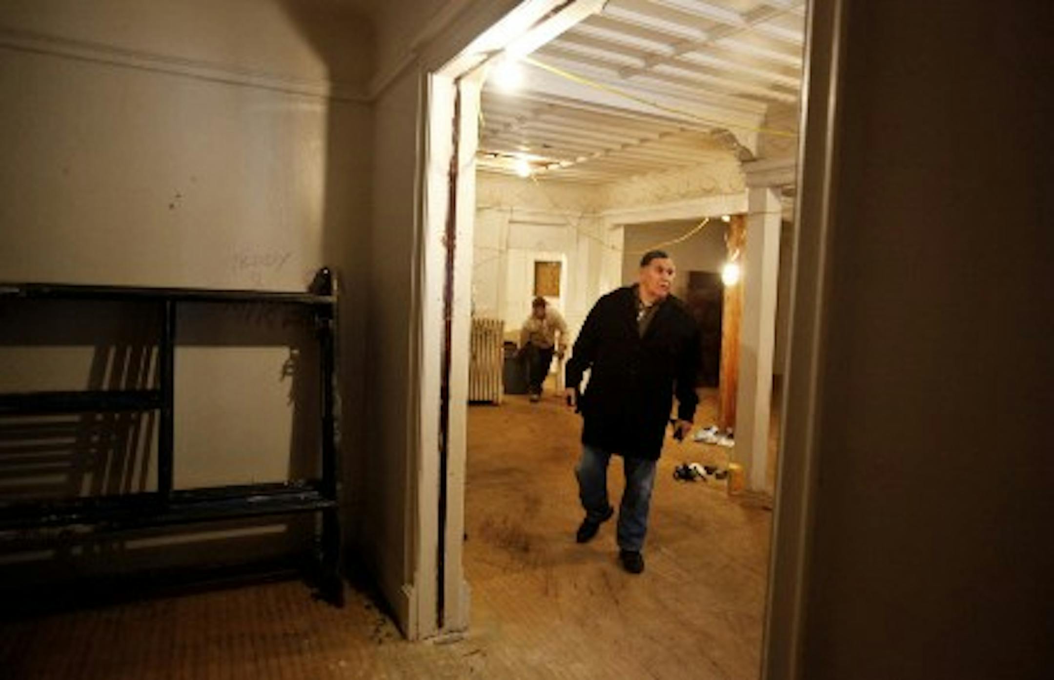 Clyde Bellecourt in the planned American Indian Movement Interpretive Center (photo by David Joles)