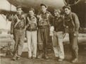 Ed Zieba, left, with four other flyers, World War II.