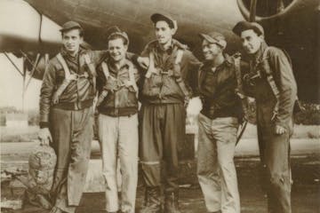 Ed Zieba, left, with four other flyers, World War II.