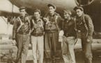 Ed Zieba, left, with four other flyers, World War II.