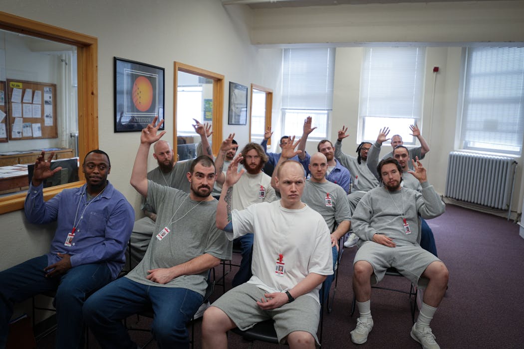 When asked if they intend to vote in November, all of these inmates raised their hands.
