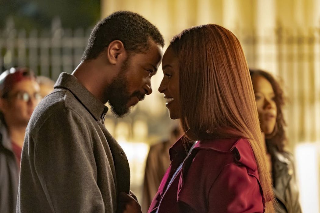 Michael Block (LaKeith Stanfield) and Mae Morton (Issa Rae) in 