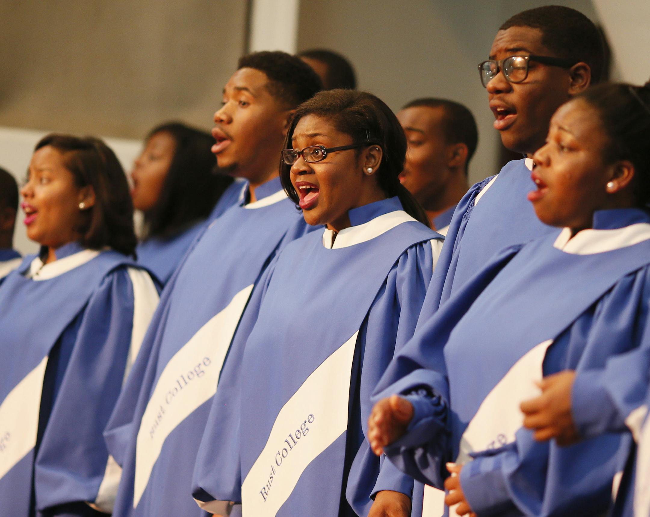 Rust College Choir sings at Pilgrim Baptist Church in St. Paul Wednesday Monday April 22, 2015 .Rust College Choir is one of America most renowned choirs which features broad repertoire of classical semi-classical, spirituals, opera , contemporary and traditional gospel. The event was sponsored by the St. Paul Black Interdenominational Ministerial Alliance . ] Jerry Holt/ Jerry.Holt@Startribune.com