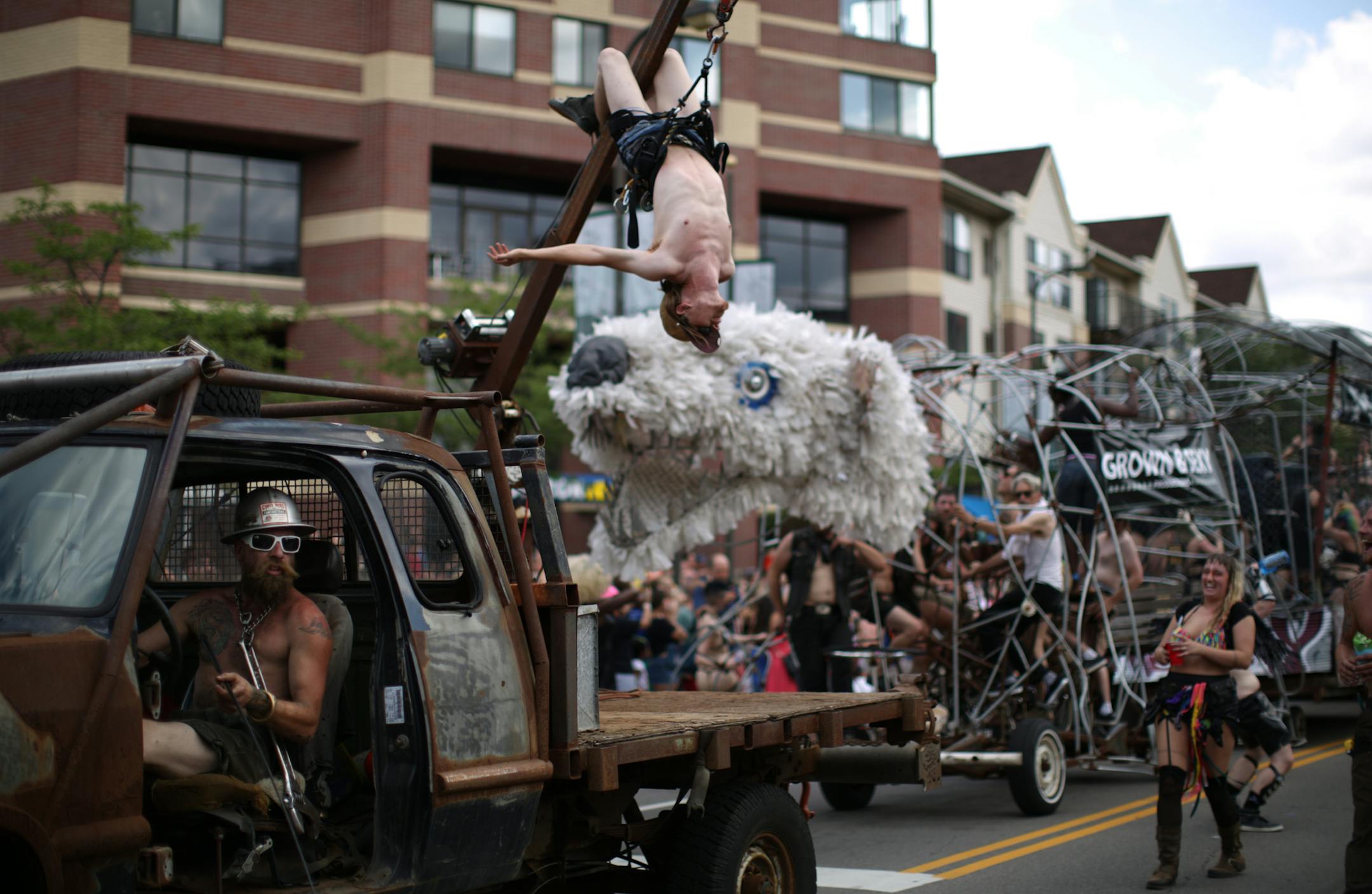 The float from Grown & Sexy Productions neared the end of the Hennepin Ave. parade route Sunday afternoon. ] JEFF WHEELER • jeff.wheeler@startribune.com The 2015 Ashley Rukes GLBT Pride Parade was held along Hennepin Ave. Sunday, June 28, 2015 in Minneapolis.