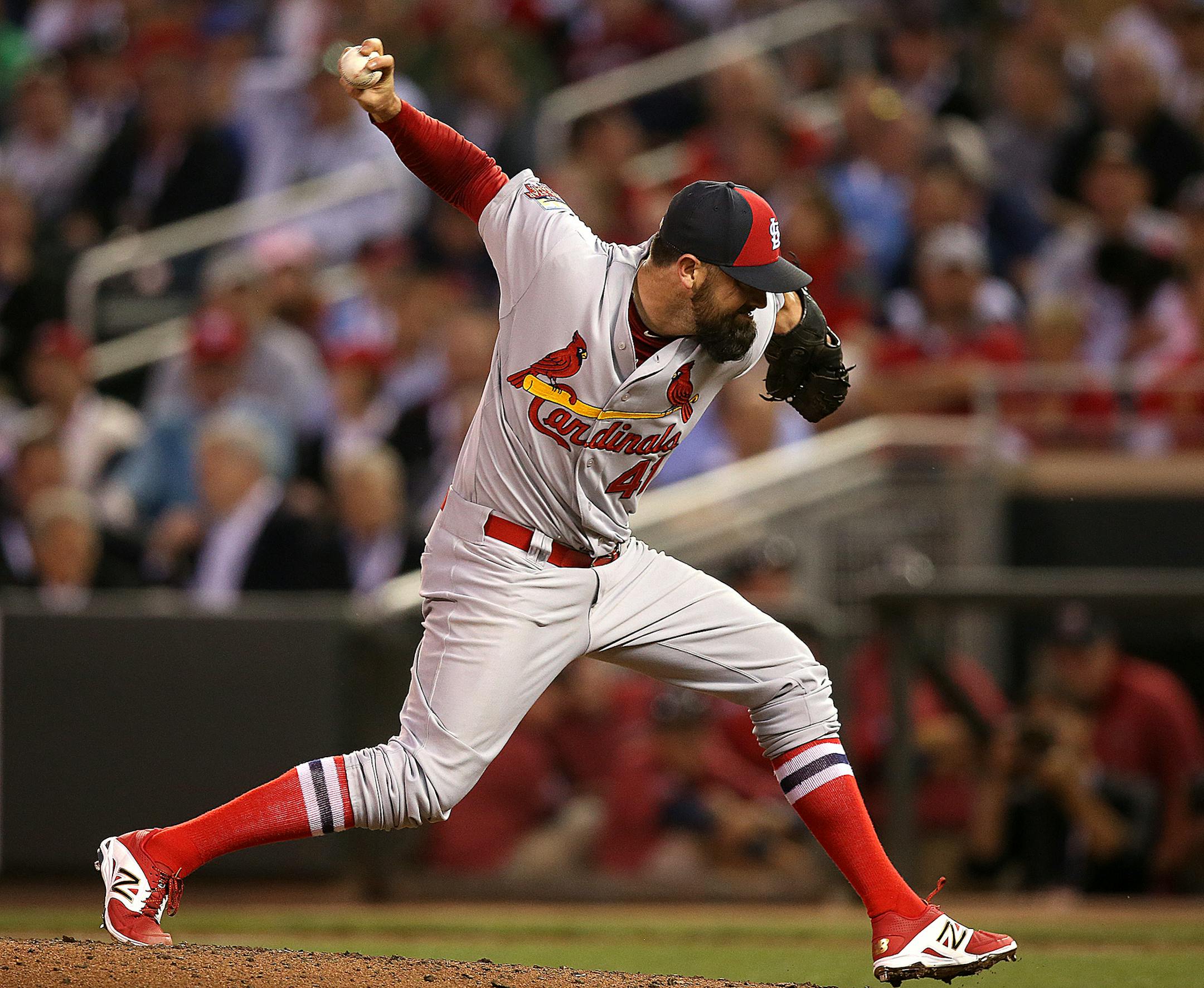 Pat Neshek, RHP, St. Louis Cardinals takes his turn during Tuesday night All Star Game at Target Field July 15, 2014 in Minneapolis, MN. ] (KYNDELL HARKNESS/STAR TRIBUNE) kyndell.harkness@startribune.com During the All-Star game at Target Field in Minneapolis, Min. Tuesday, July 15, 2014.