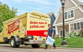 A provided artistic rendering of a Yelloh home delivery truck.
