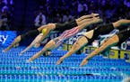 Start of the women’s 400 freestyle at the U.S. Olympic swimming trials in Omaha in June 2021.