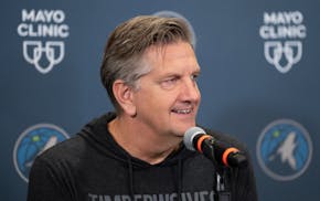 Minnesota Timberwolves head coach Chris Finch answers questions during exit interviews last week.