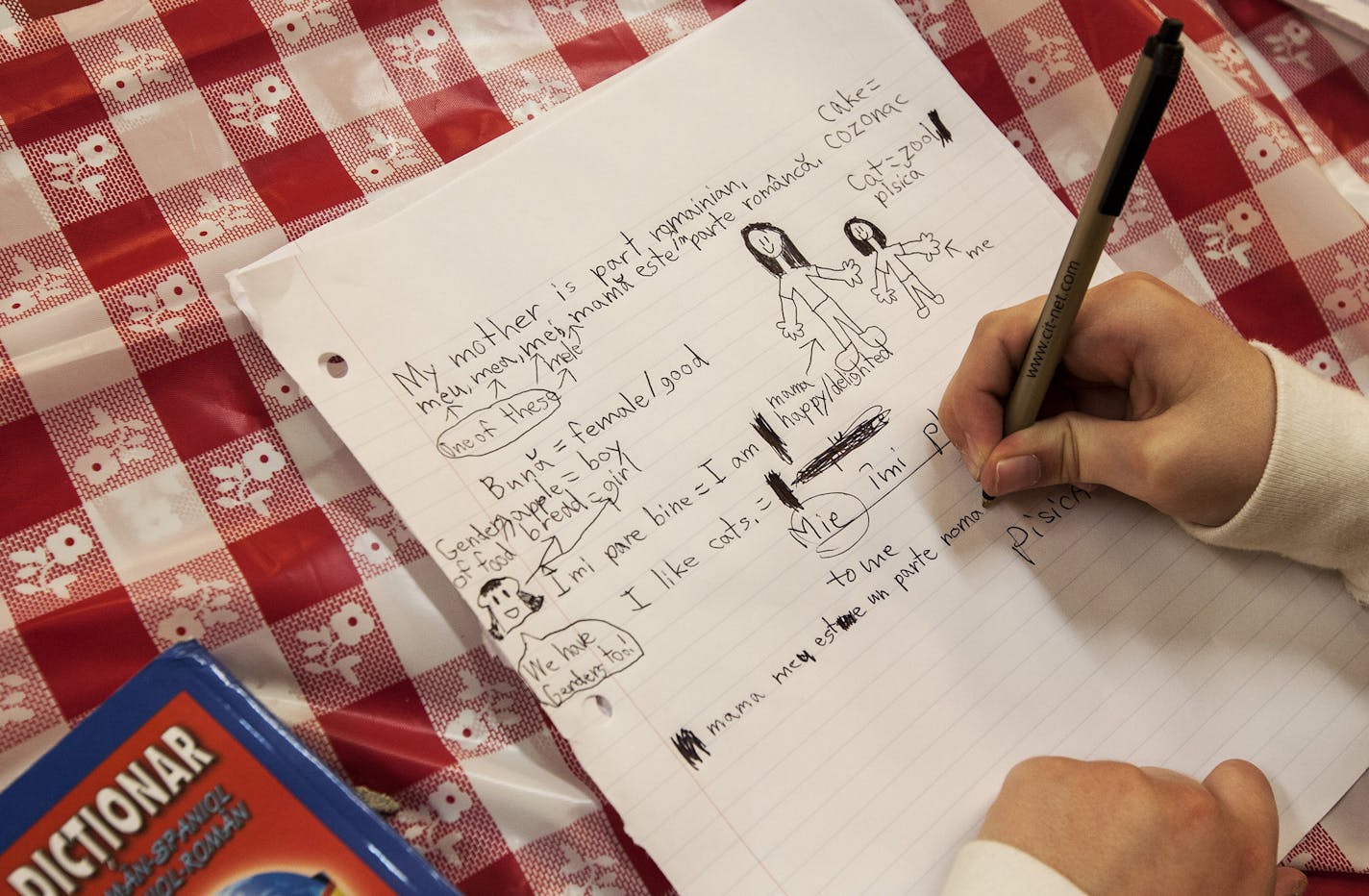 April Path, 9, takes notes during Romanian language class at Saint Stephen Romanian Orthodox Church in South Saint Paul September 14, 2013. (Courtney Perry/Special to the Star Tribune)