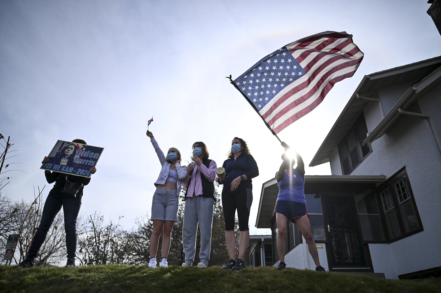 Joe Biden supporters celebrated Saturday at Nicollet Avenue and E. 40th Street in Minneapolis.