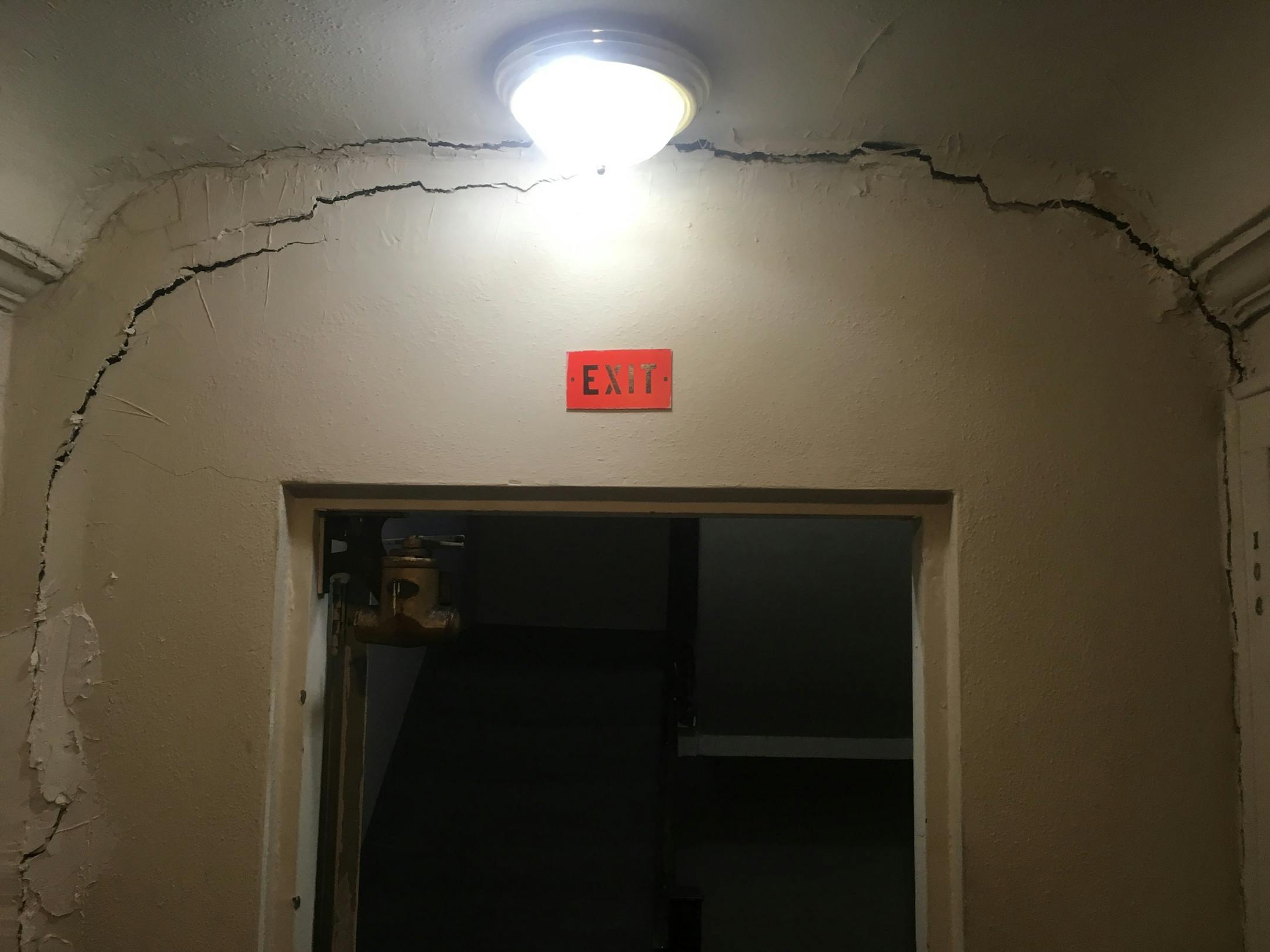 Damage was evident inside the halls of the building on Aldrich Avenue South in Minneapolis.